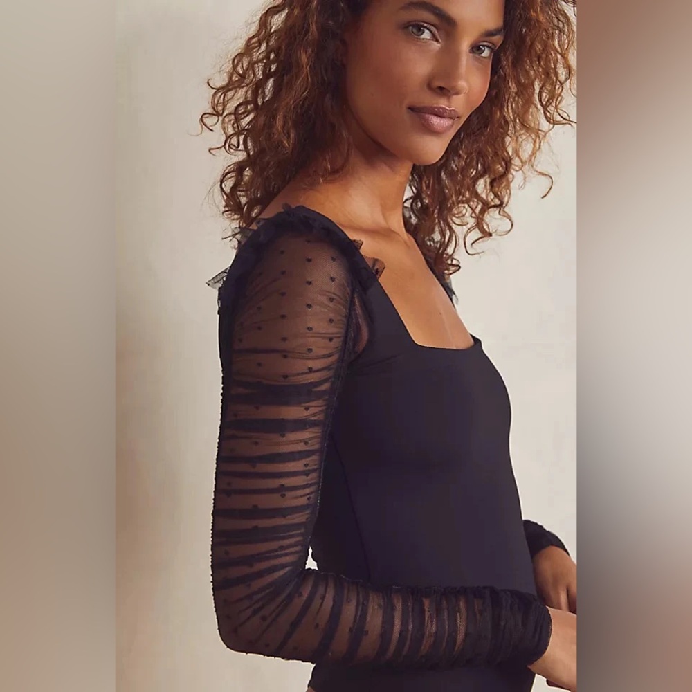 Free People Women’s Black Must be Love Bodysuit